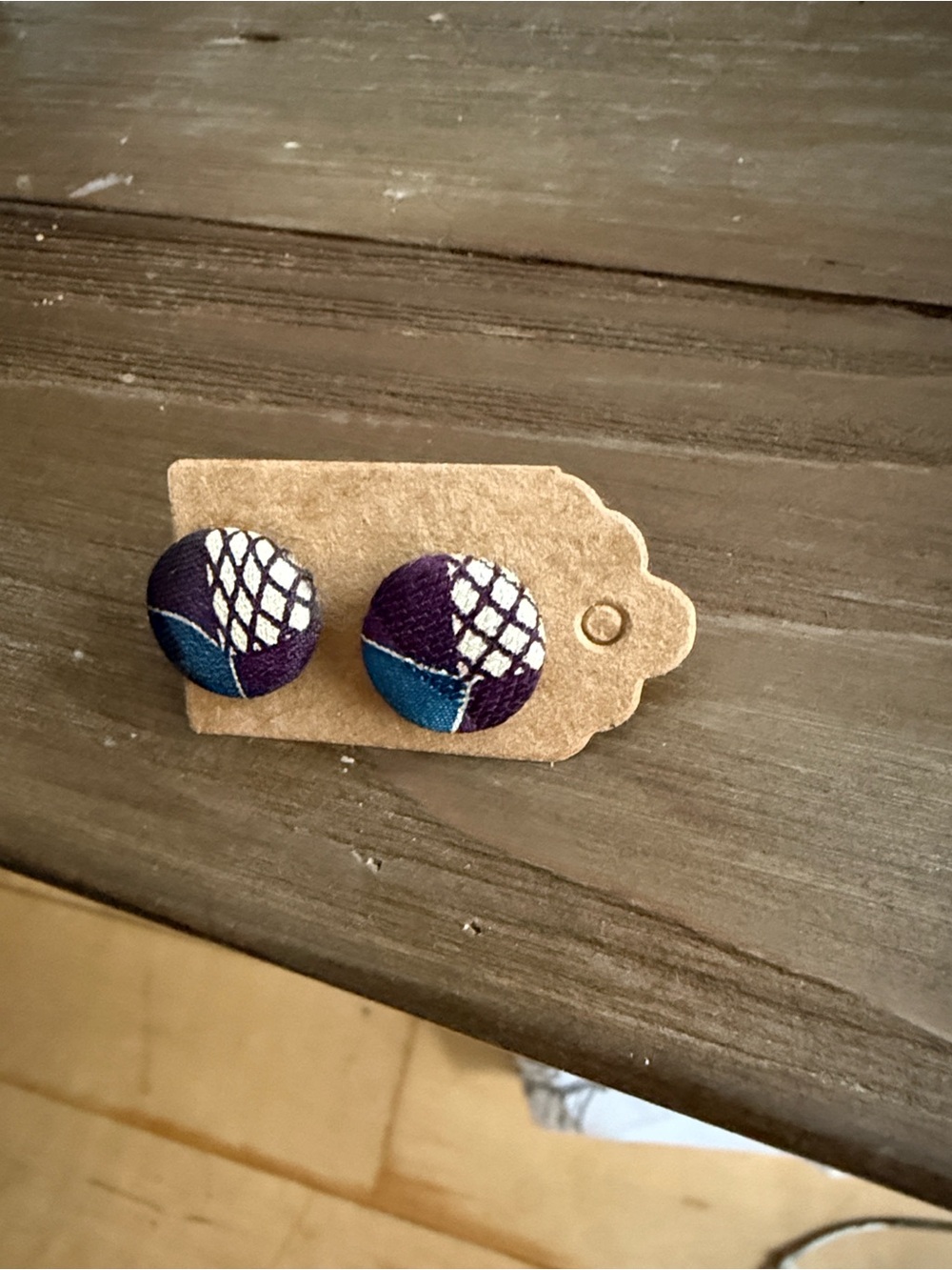 Purple and Teal Geometric Stud Earrings